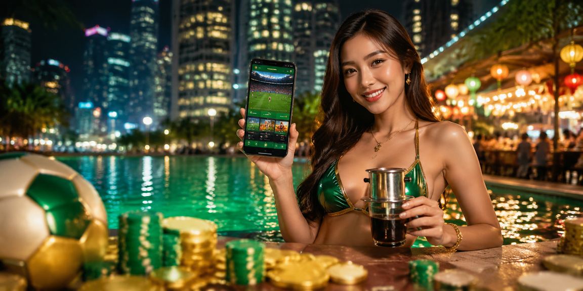 Người dùng tại Hà Nội nạp tiền và kiểm tra tài khoản cược qua điện thoại khi uống cà phê